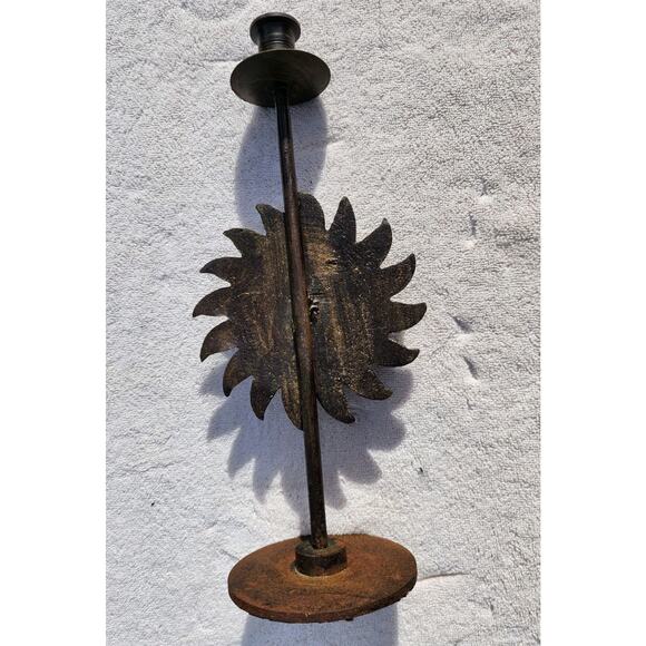 VTG Sun Face Haitian Candlestick Art Recycled Steel Drum Metal Wall 14" - Picture 4 of 13
